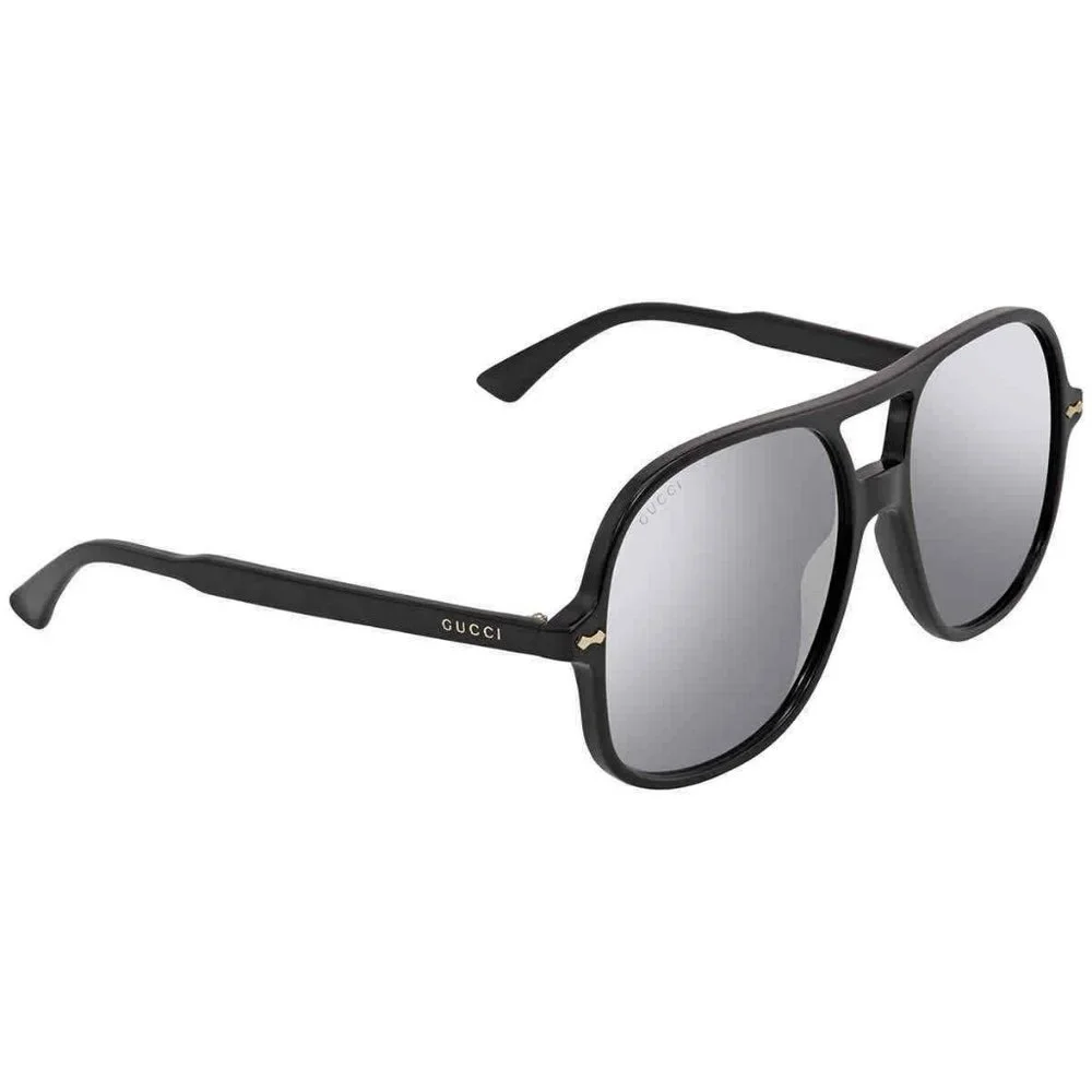 NEW Gucci Silver and Black Aviator Men's Sunglasses